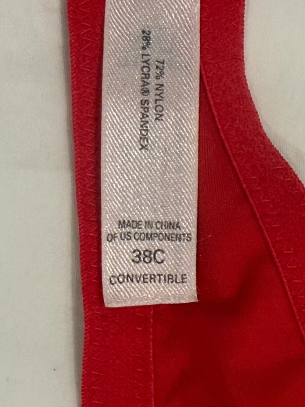 ✅ Victoria’s Secret 38C very sex Red Underwire Bra convertible strap light lined